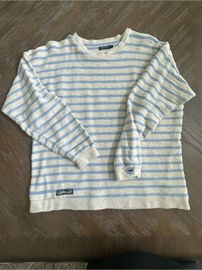 Southern Marsh Striped Crewneck Sweater - Light Blue & Cream